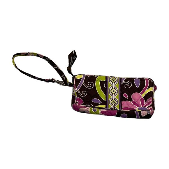 Vera Bradley Punch Wallet Women's Purple Brown Floral Cotton Quilted Zip Around - Picture 1 of 6